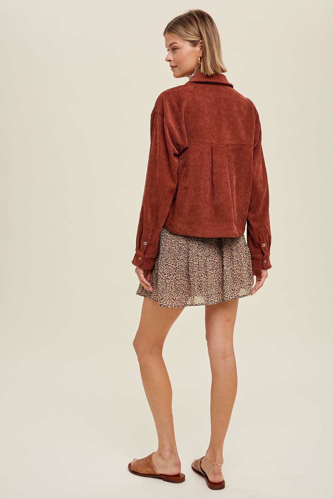 Corduroy Relaxed Crop Shacket by Wishlist