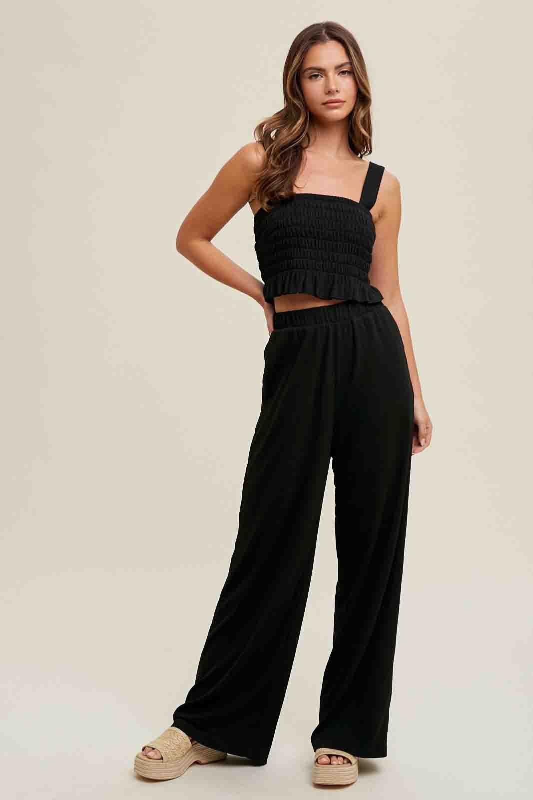 Crinkle Knit Top and Pants Set by Wishlist