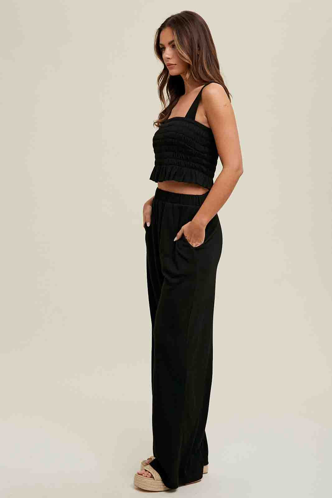 Crinkle Knit Top and Pants Set by Wishlist