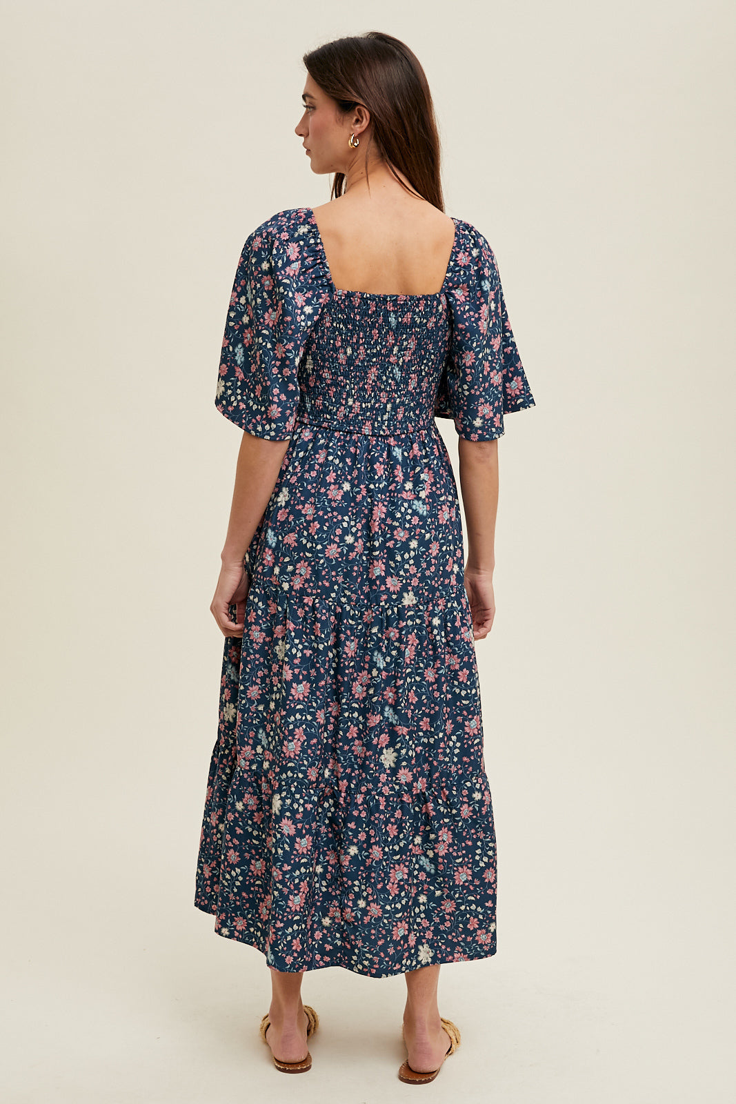 Floral Flutter Sleeve Midi Dress by Wishlist