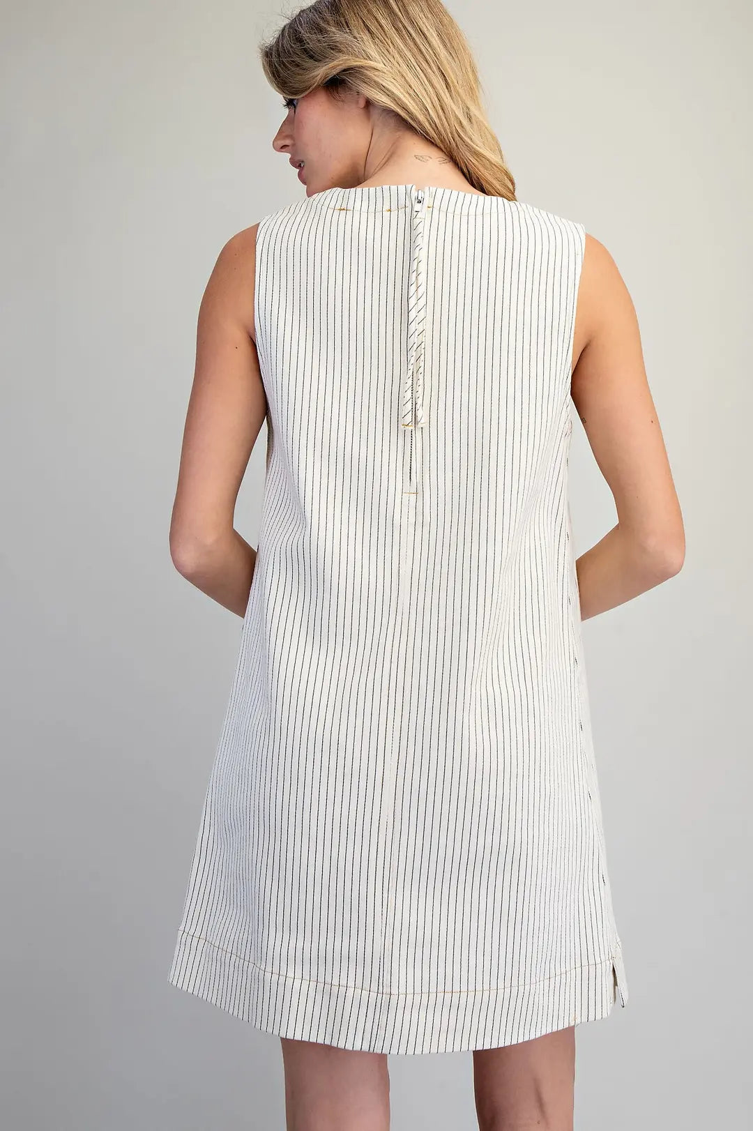 Pinstriped Back Zipper Mini Dress by ee:some