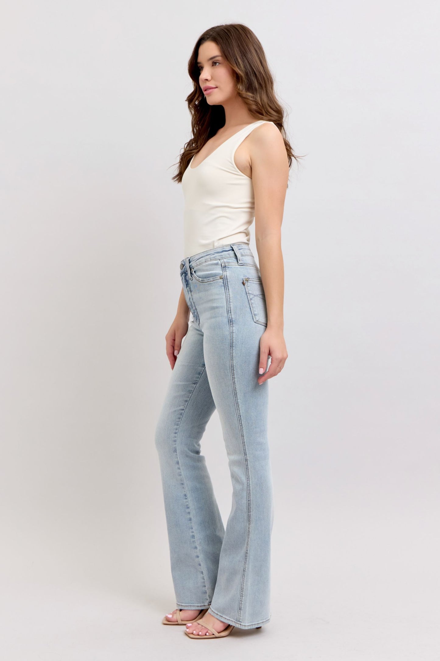High Waisted Tummy Control Bootcut Jeans in Light Blue by Judy Blue
