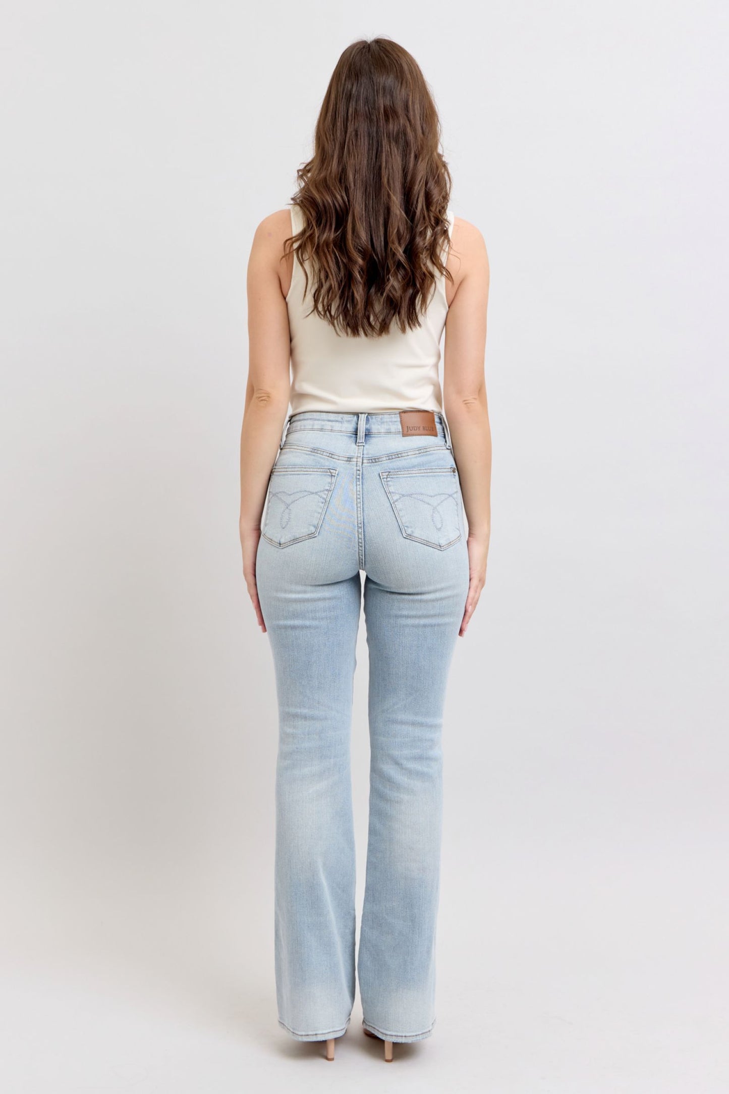 High Waisted Tummy Control Bootcut Jeans in Light Blue by Judy Blue