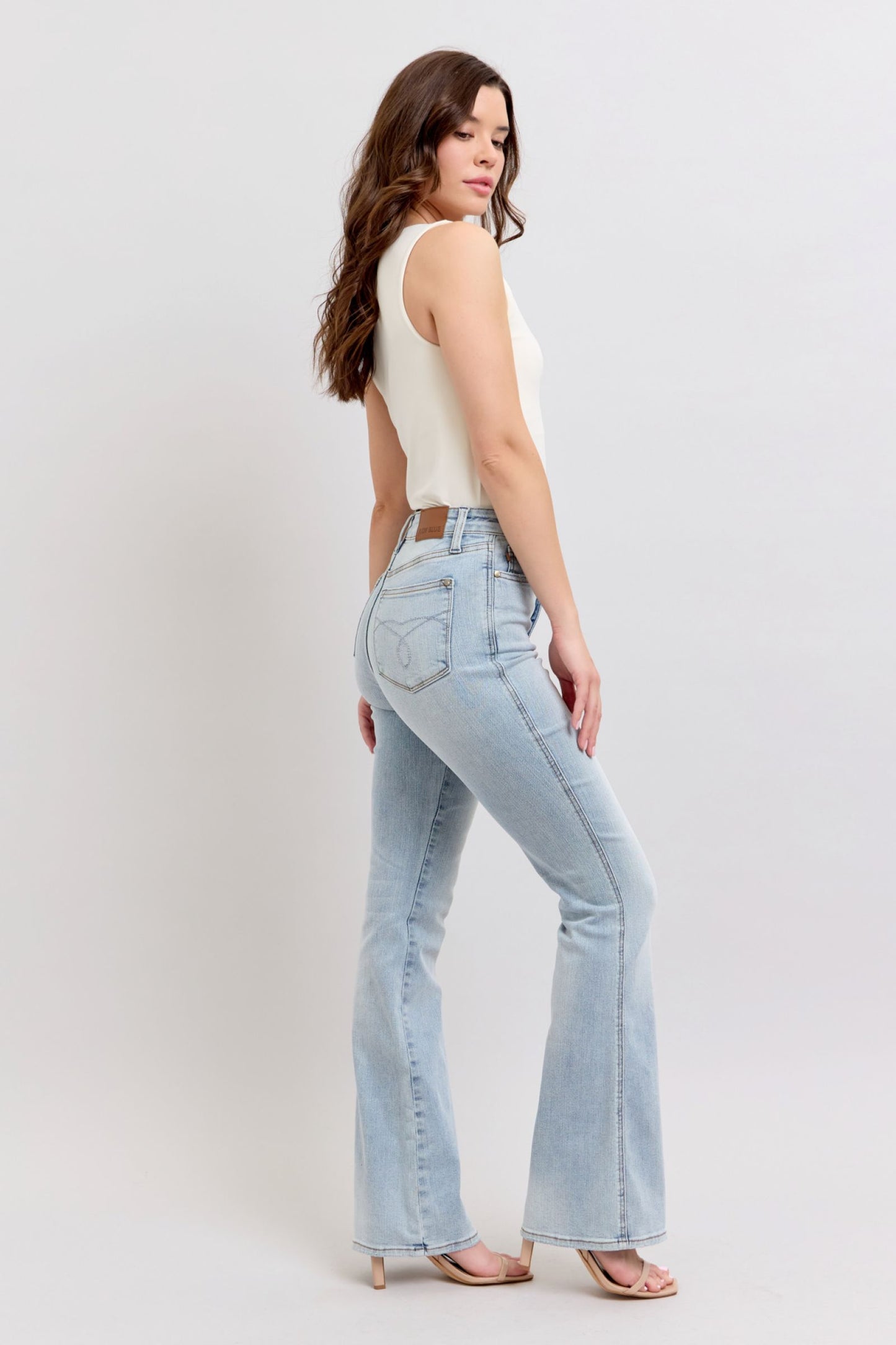 High Waisted Tummy Control Bootcut Jeans in Light Blue by Judy Blue