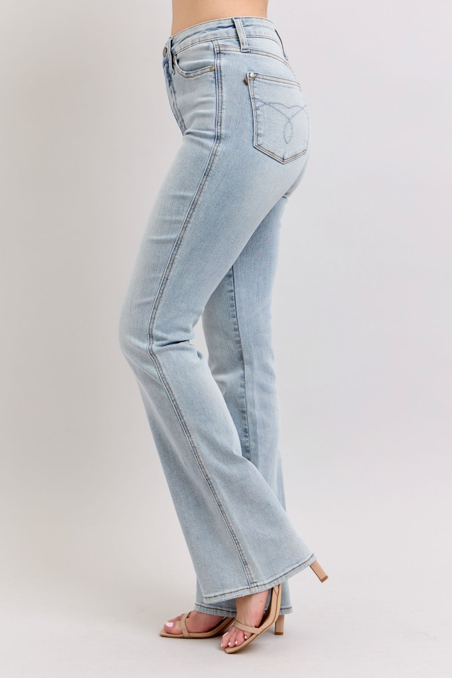High Waisted Tummy Control Bootcut Jeans in Light Blue by Judy Blue