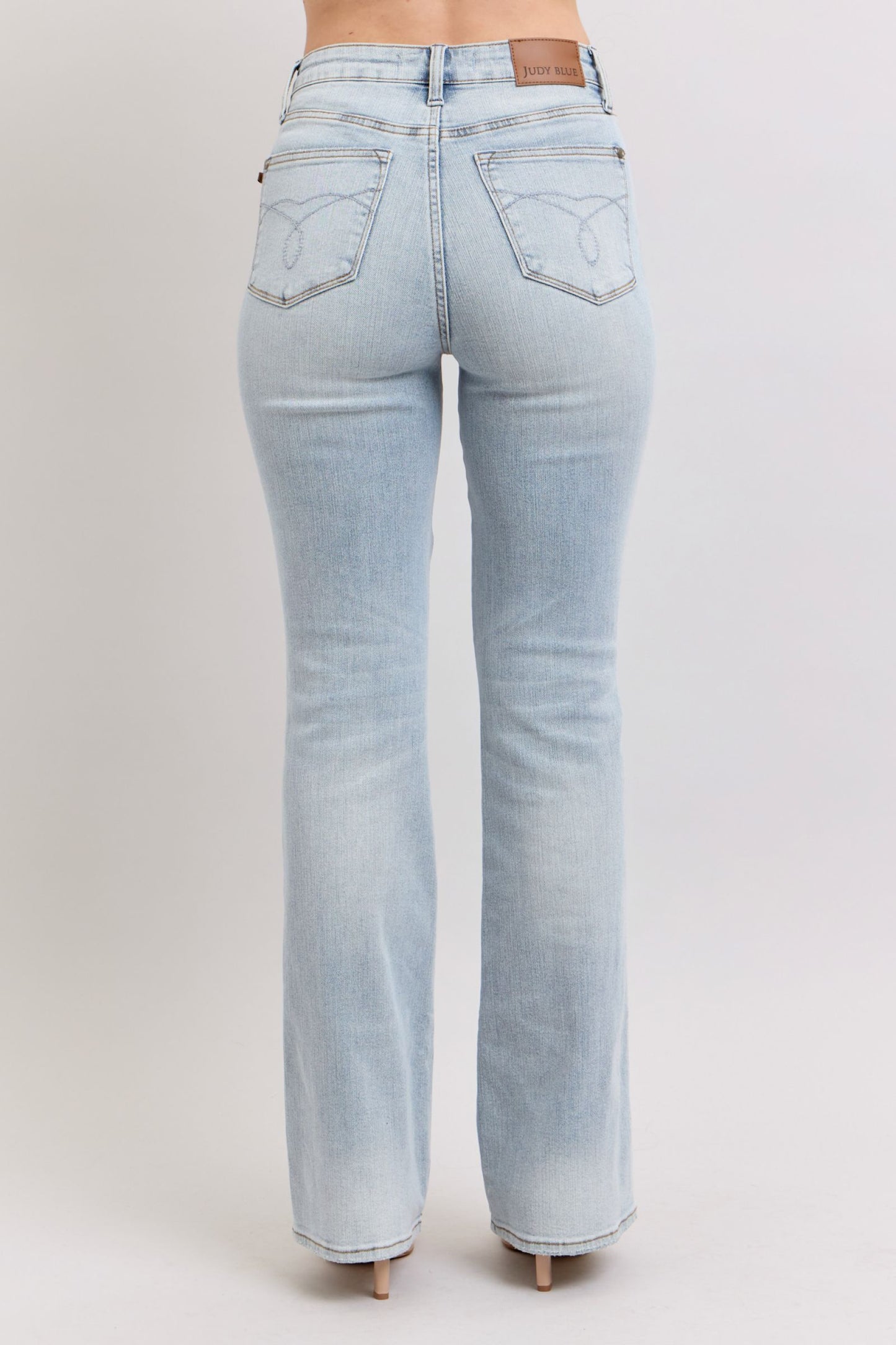 High Waisted Tummy Control Bootcut Jeans in Light Blue by Judy Blue