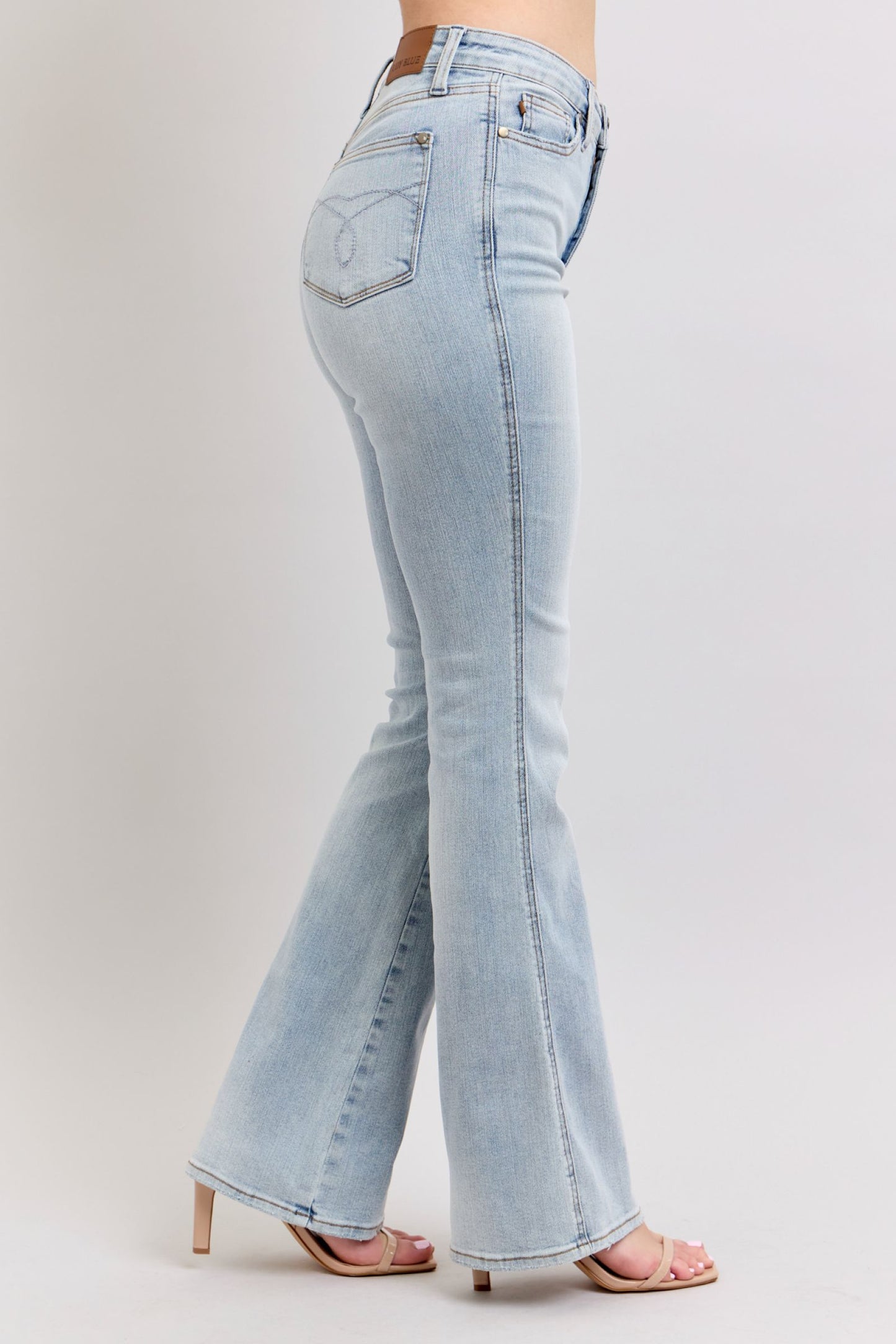 High Waisted Tummy Control Bootcut Jeans in Light Blue by Judy Blue