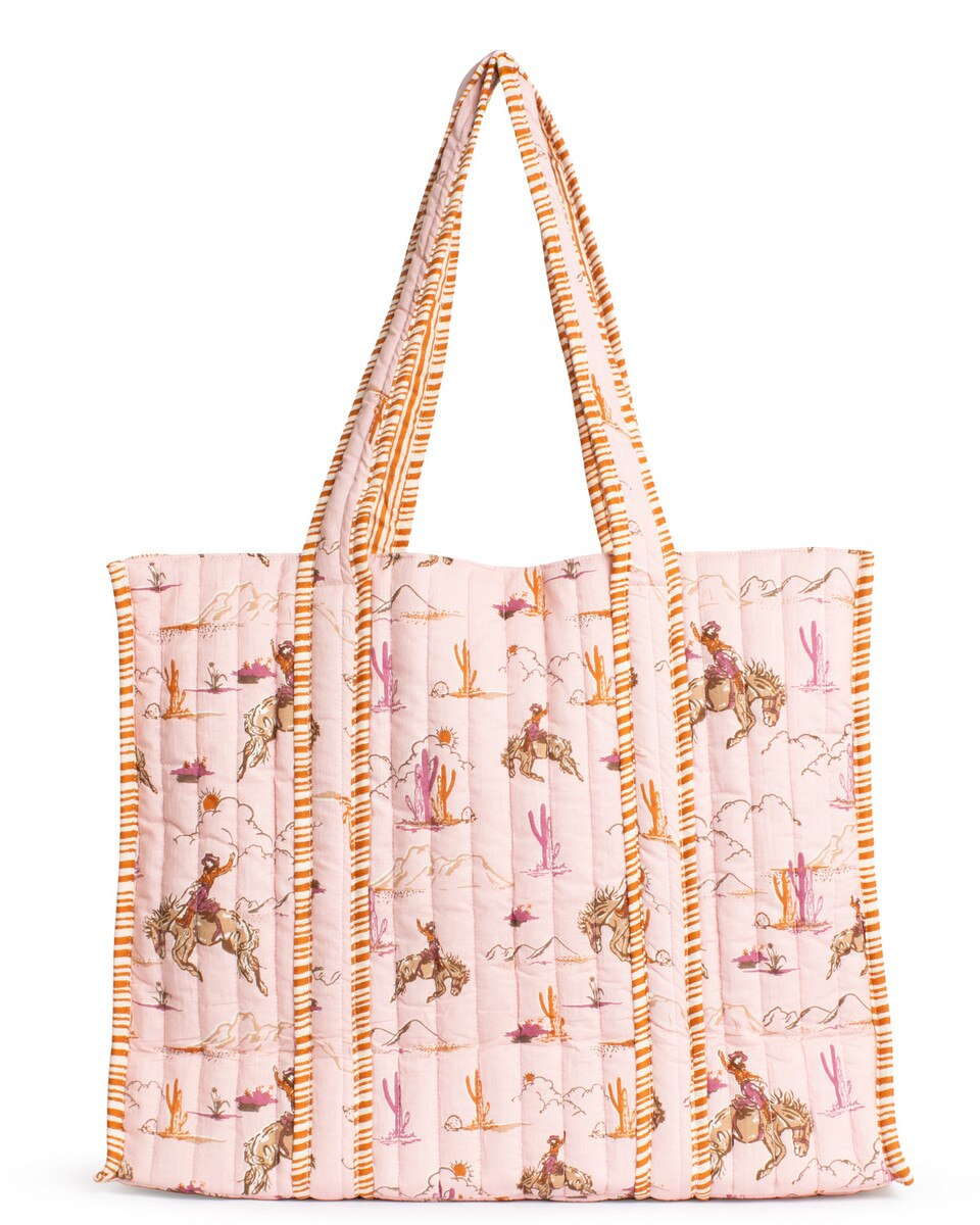 Howdy Hunny Quilted Tote | Light Pink/Multi - The Royal Standard
