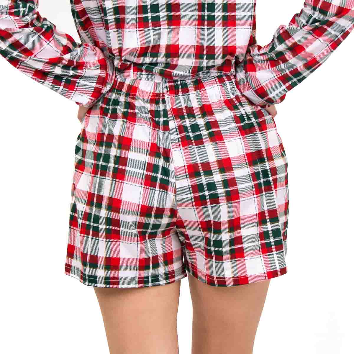 Mansfield Plaid Sleep Shorts Dark Green/True Red