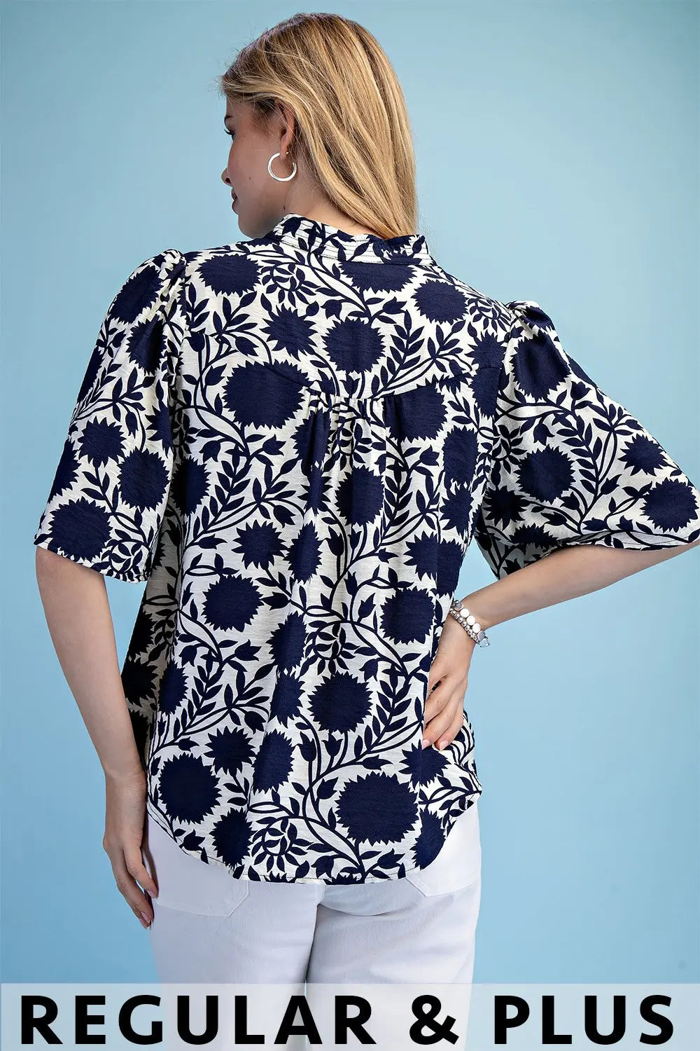 Trapunto Stitched V-Neck Blouse by Gigio