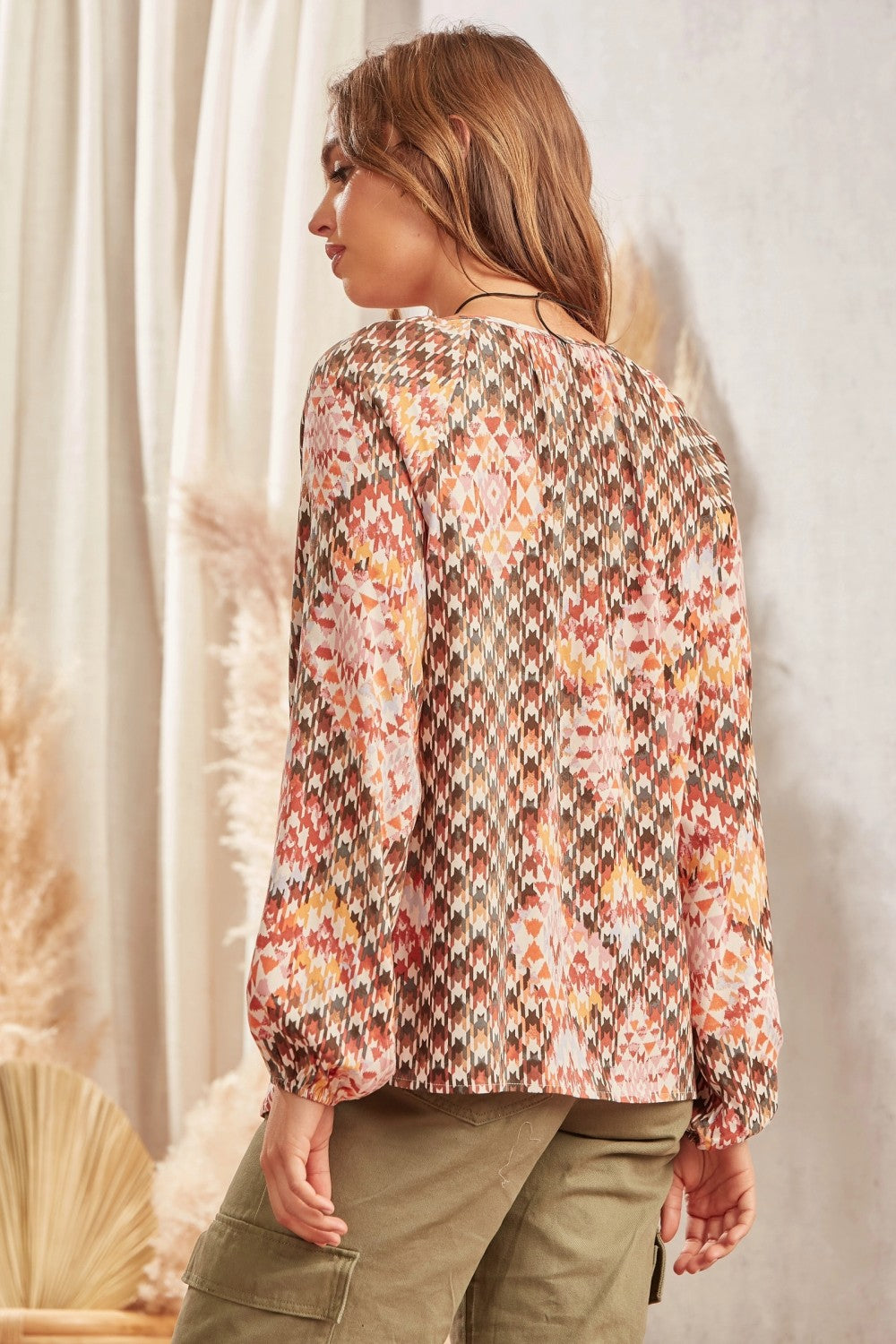 Geometric Embroidered Long Sleeve Top by Savanna Jane