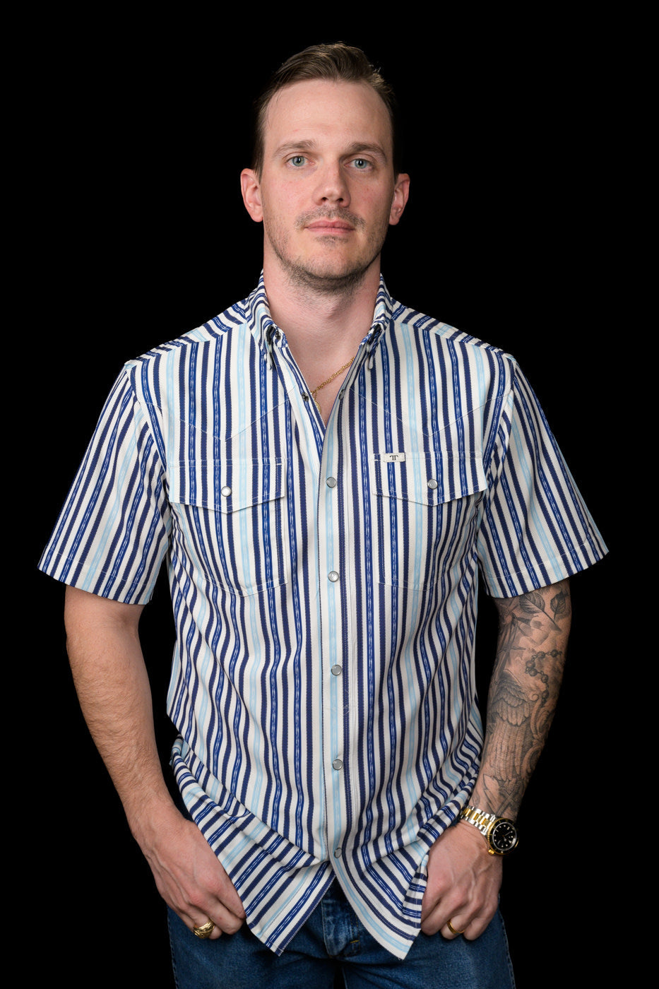 The Wyatt Blue Short Sleeve Snap Shirt by Ferrell