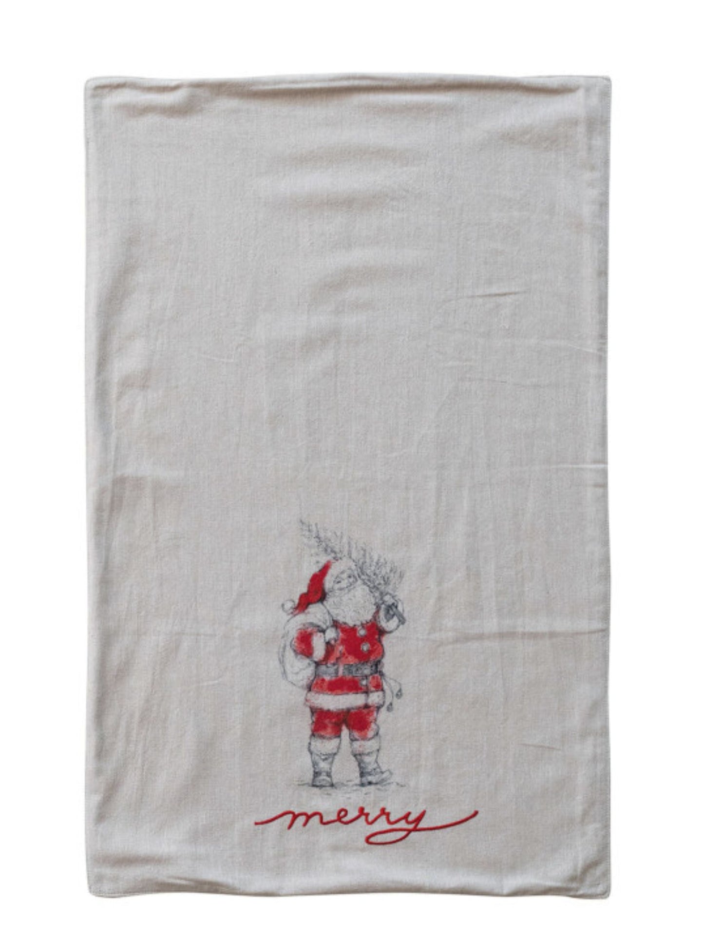 Cotton & Linen Tea Towel with Snowman/Santa Image, 4 Styles by Creative Co-Op