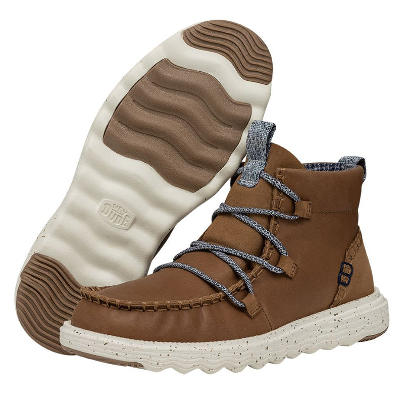 Women's Reyes Leather Boots in Tobacco Brown by Hey Dude