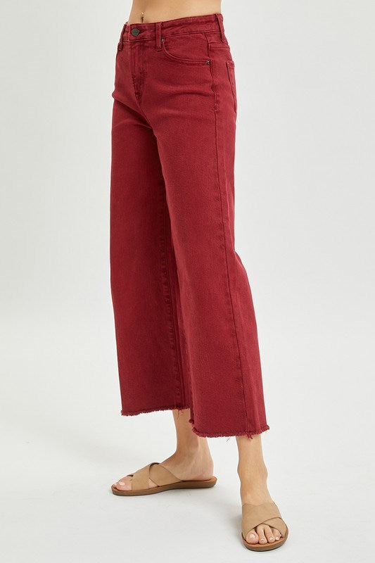 High Rise Tummy Control Crop Wide Leg Jeans by Risen Jeans