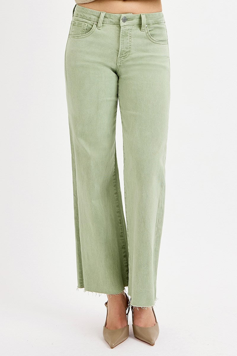 Tummy Control Mid Rise Wide Leg Crops by Risen Jeans