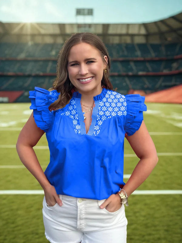 Royal Embroidered Top by Washco Apparel