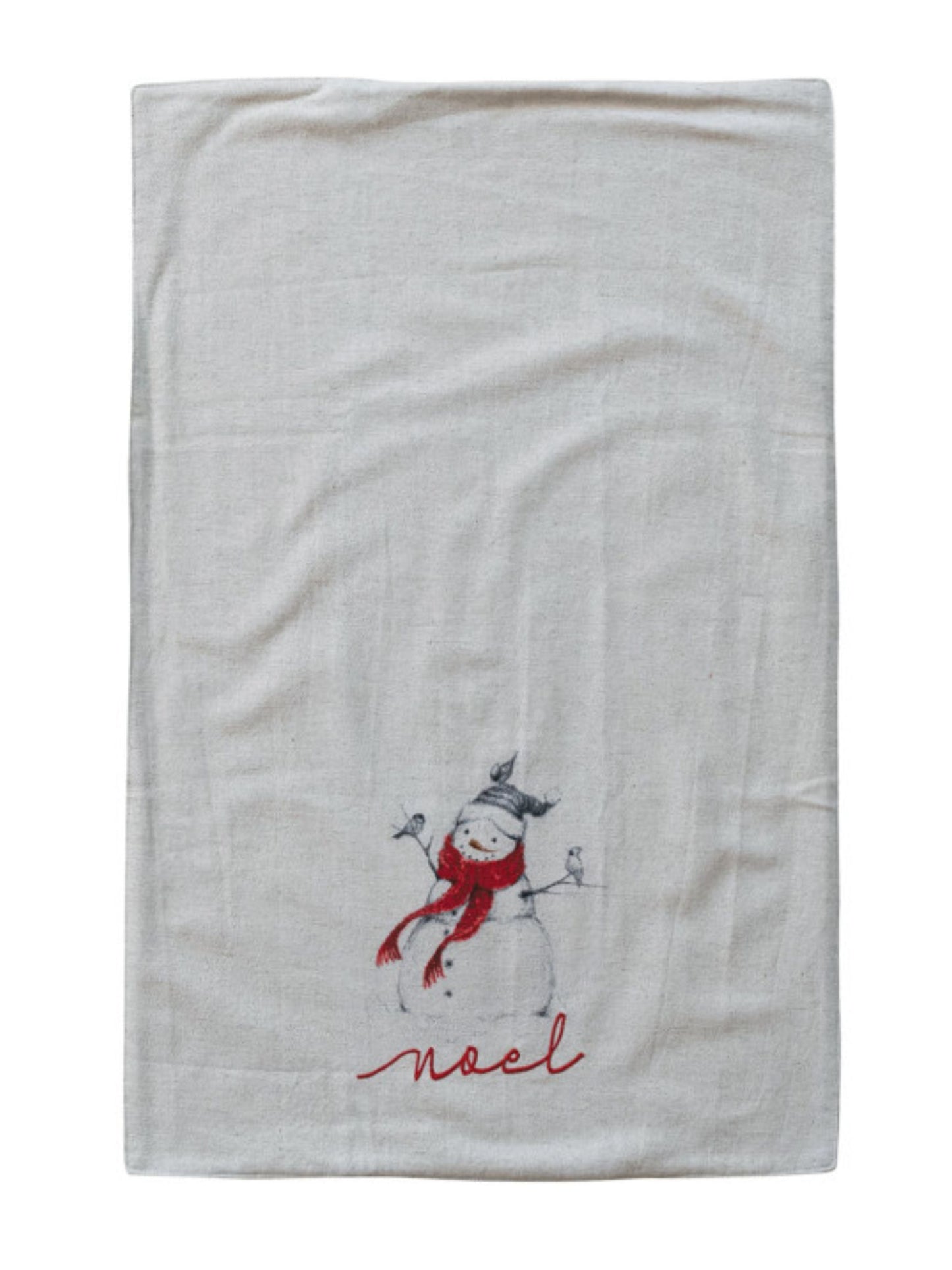 Cotton & Linen Tea Towel with Snowman/Santa Image, 4 Styles by Creative Co-Op