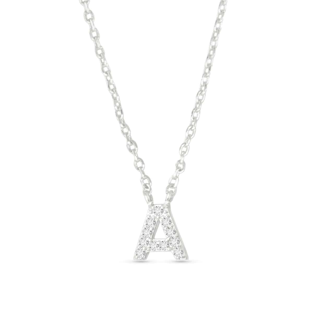 Silver CZ Large Initial Necklace A by Amanda Blu & Co