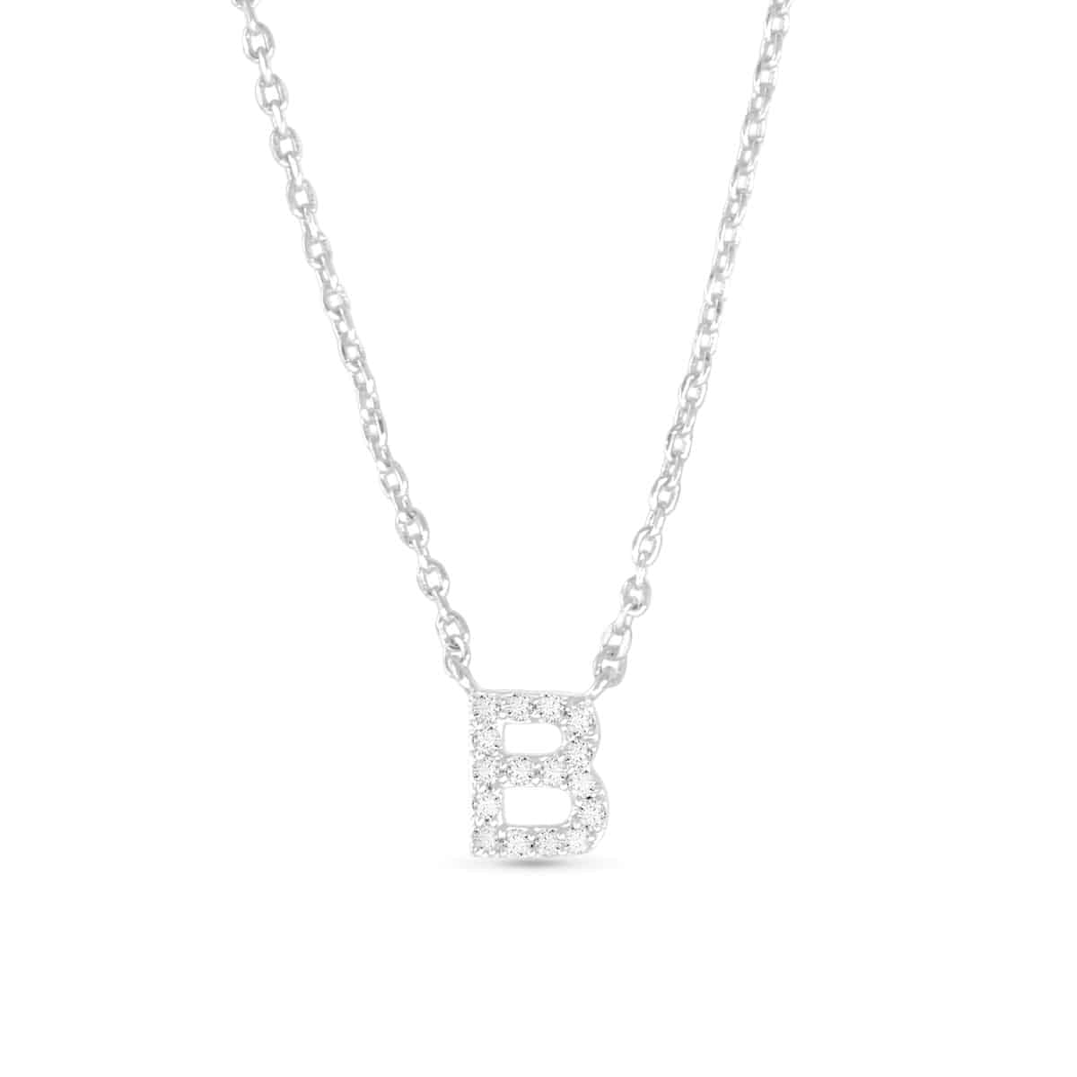 Silver CZ Large Initial Necklace B by Amanda Blu & Co