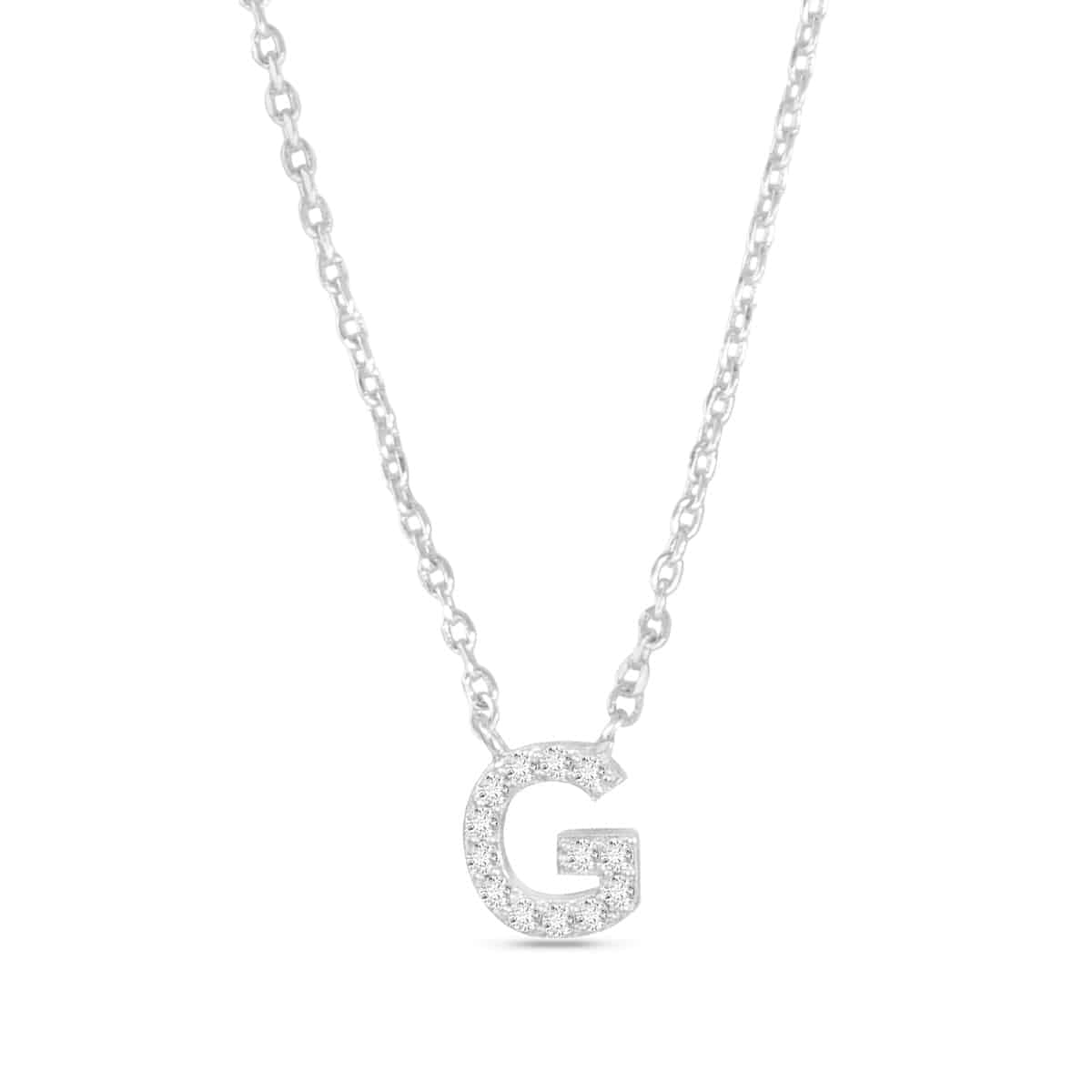 Silver CZ Large Initial Necklace G by Amanda Blu & Co