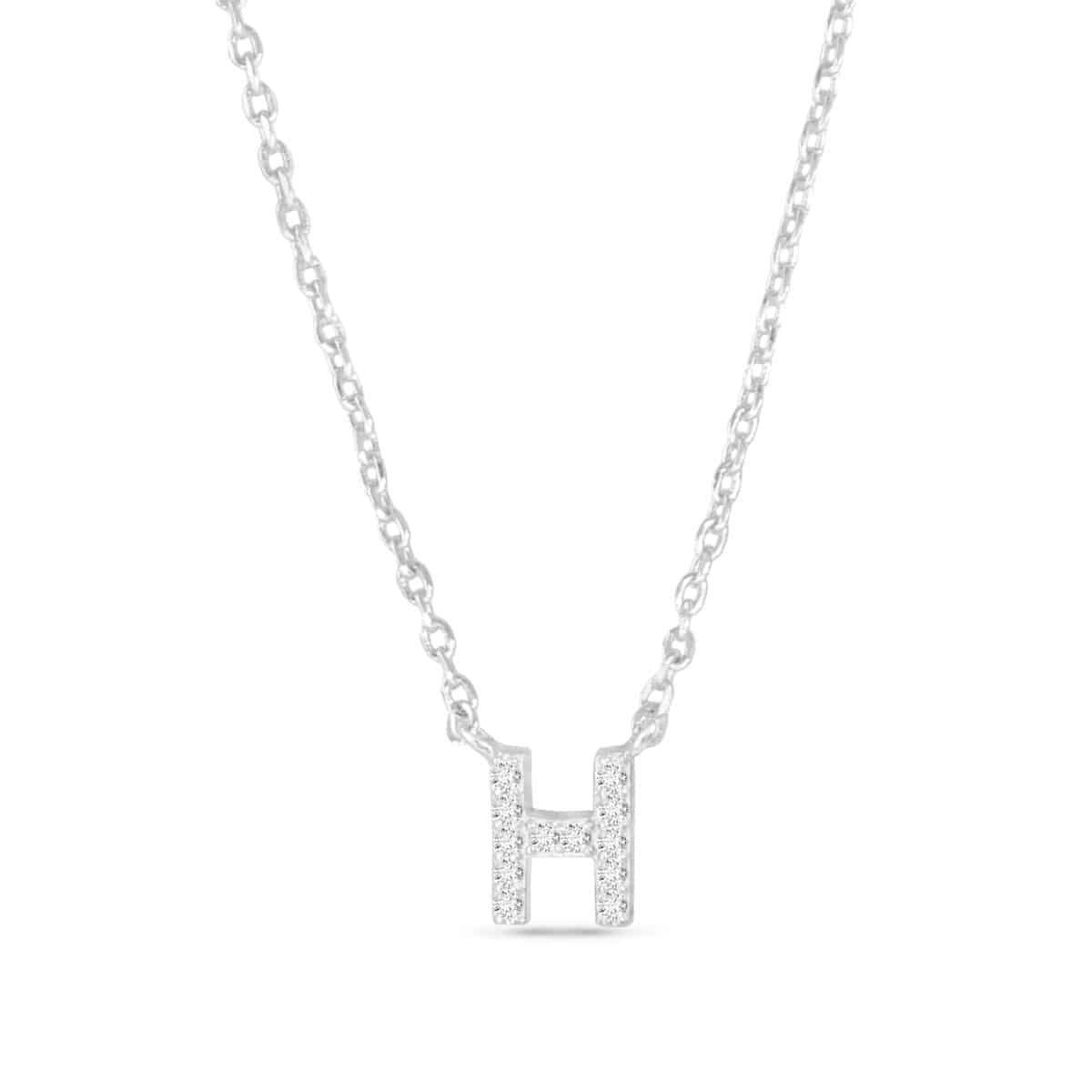 Silver CZ Large Initial Necklace H by Amanda Blu & Co