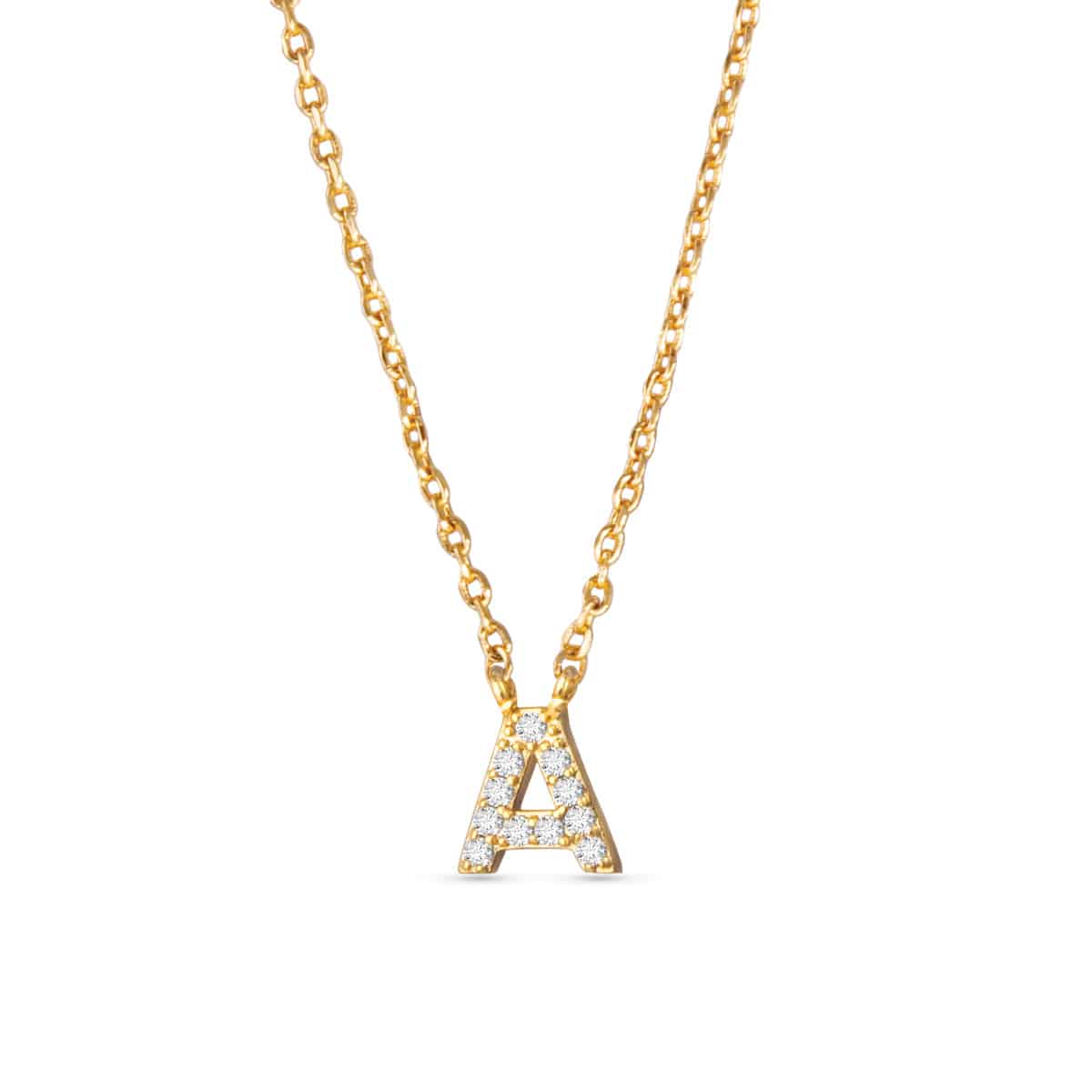 Gold CZ Large Initial Necklace A by Amanda Blu & Co