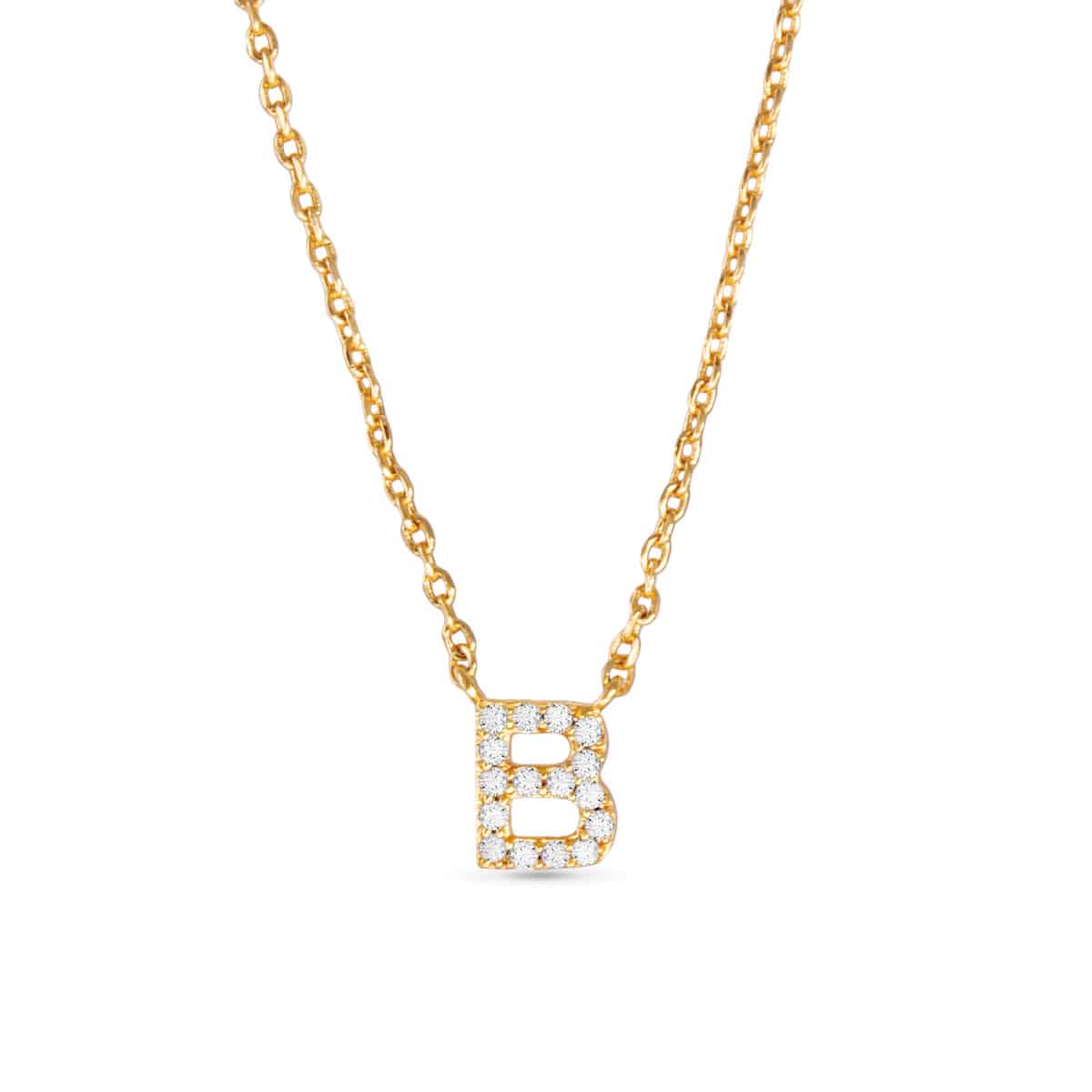 Gold CZ Large Initial Necklace B by Amanda Blu & Co