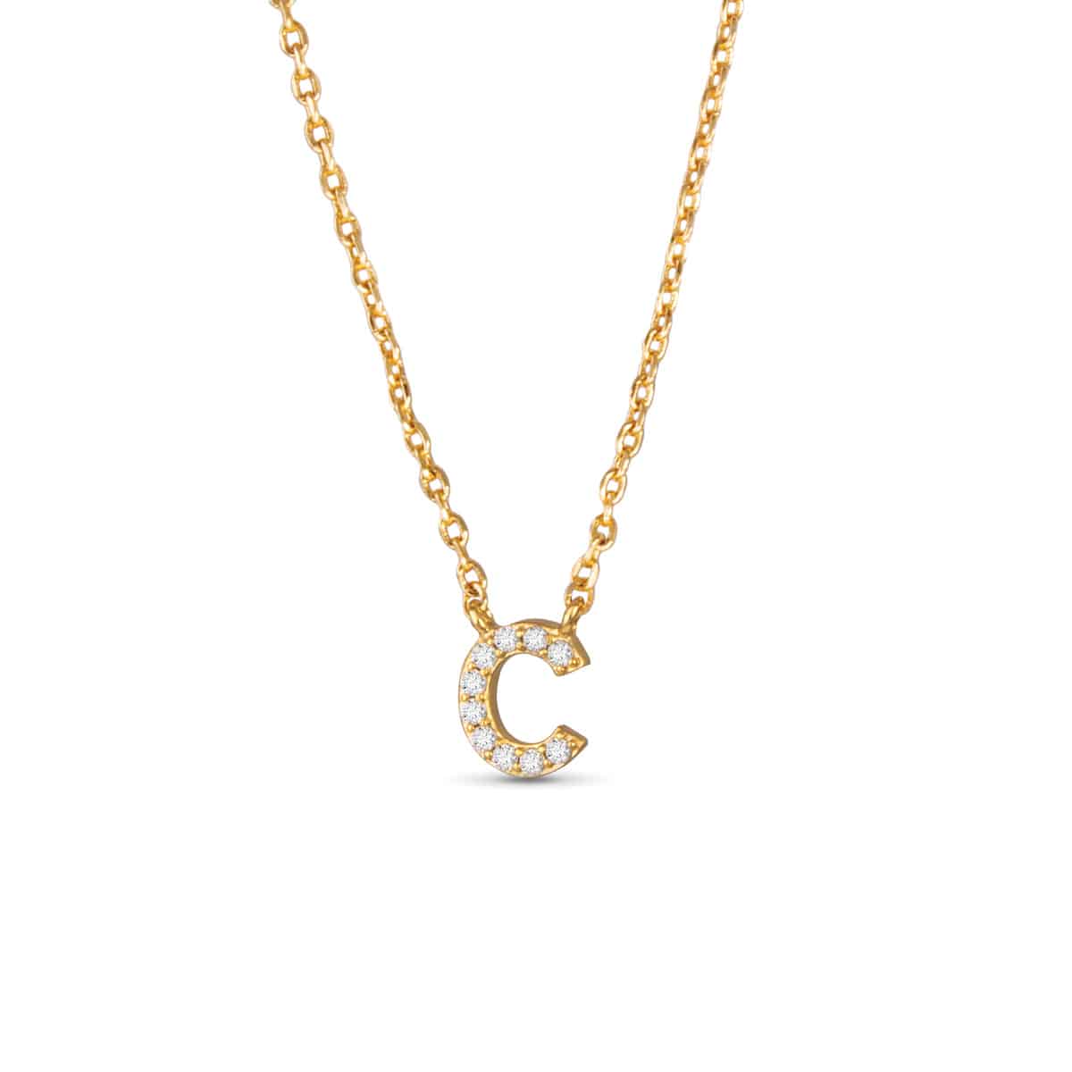 Gold CZ Large Initial Necklace C by Amanda Blu & Co
