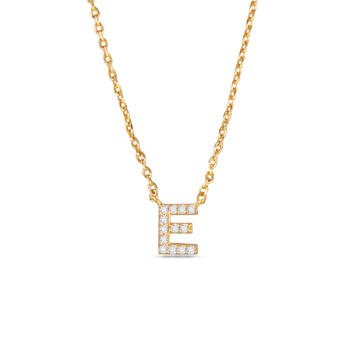 Gold CZ Large Initial Necklace E by Amanda Blu & Co