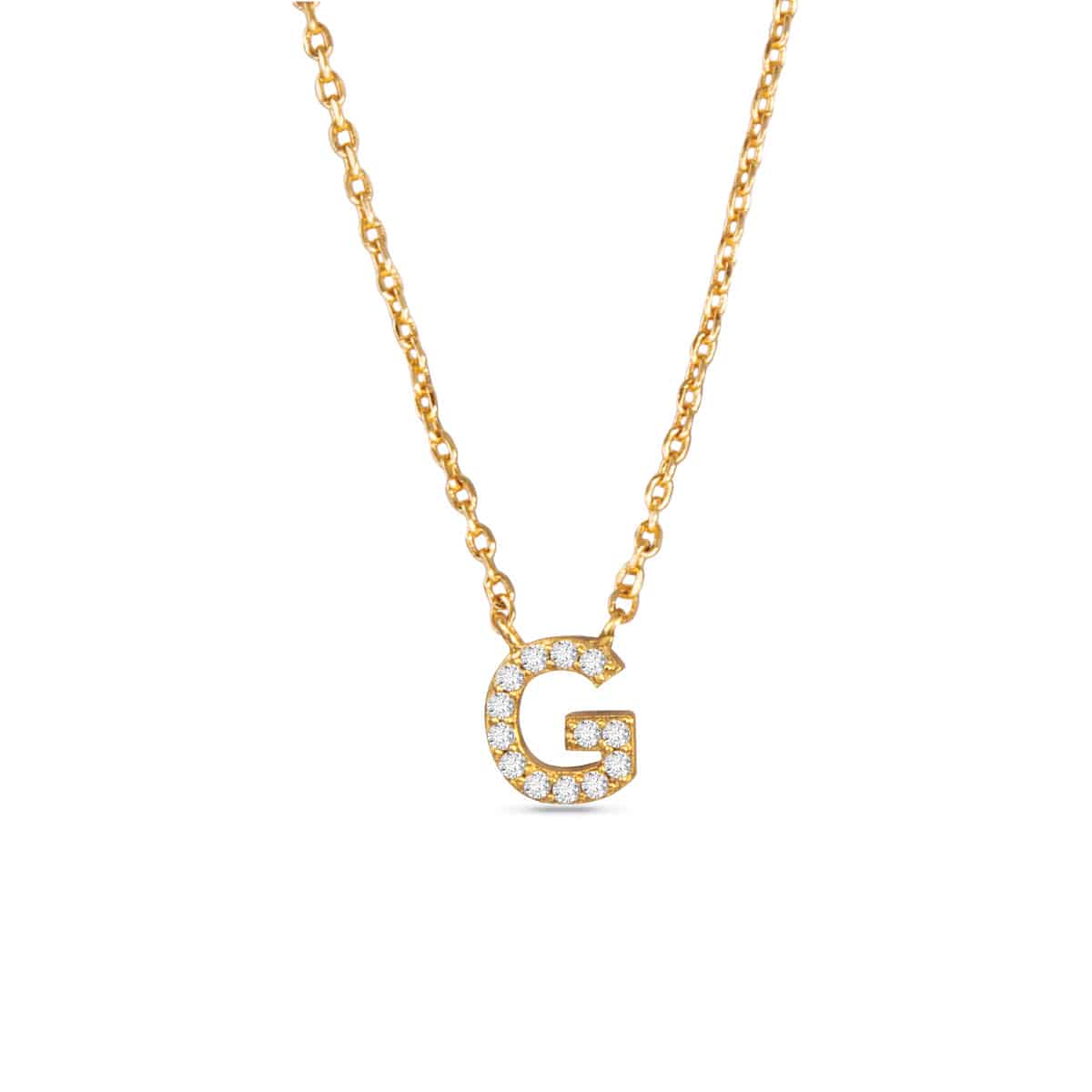 Gold CZ Large Initial Necklace G by Amanda Blu & Co