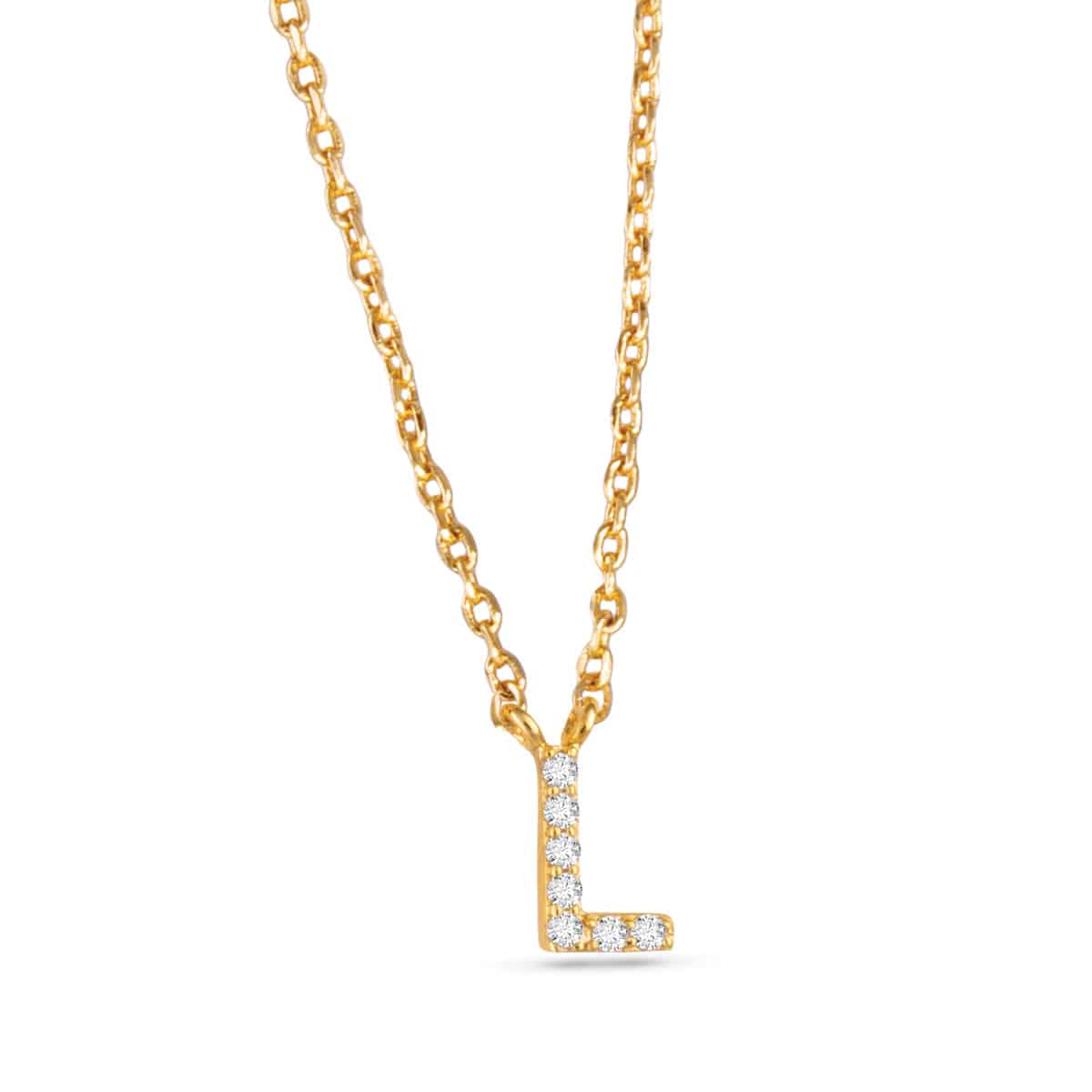 Gold CZ Large Initial Necklace L by Amanda Blu & Co
