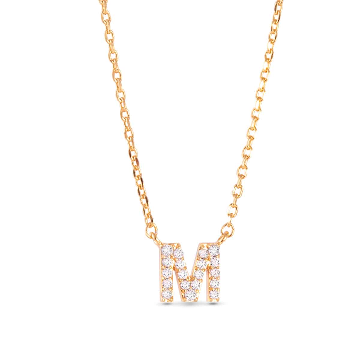 Gold CZ Large Initial Necklace M by Amanda Blu & Co