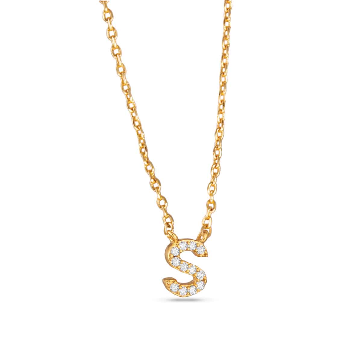 Gold CZ Large Initial Necklace S by Amanda Blu & Co