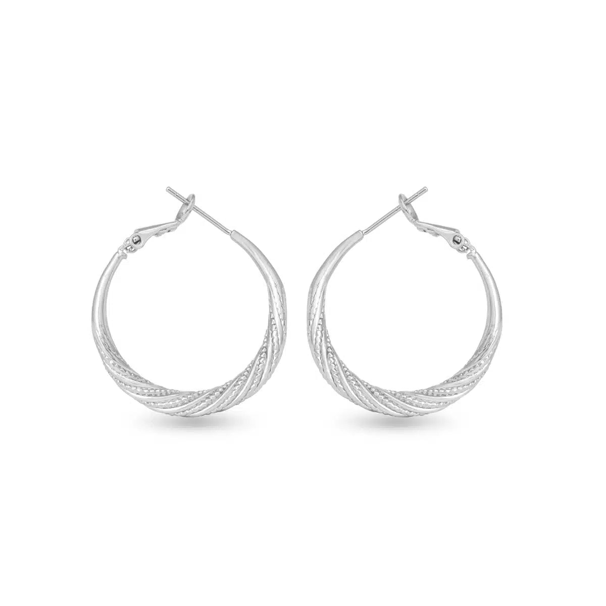 Ivy Textured Twisted Hoop Silver by Amanda Blu & Co