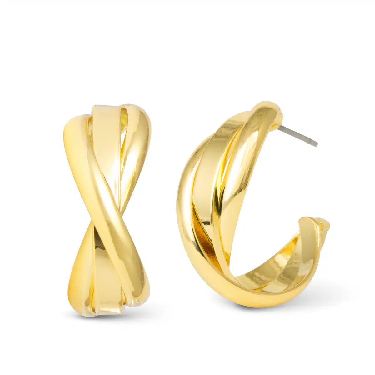 Grace Polished Twist Huggie Gold by Amanda Blu & Co