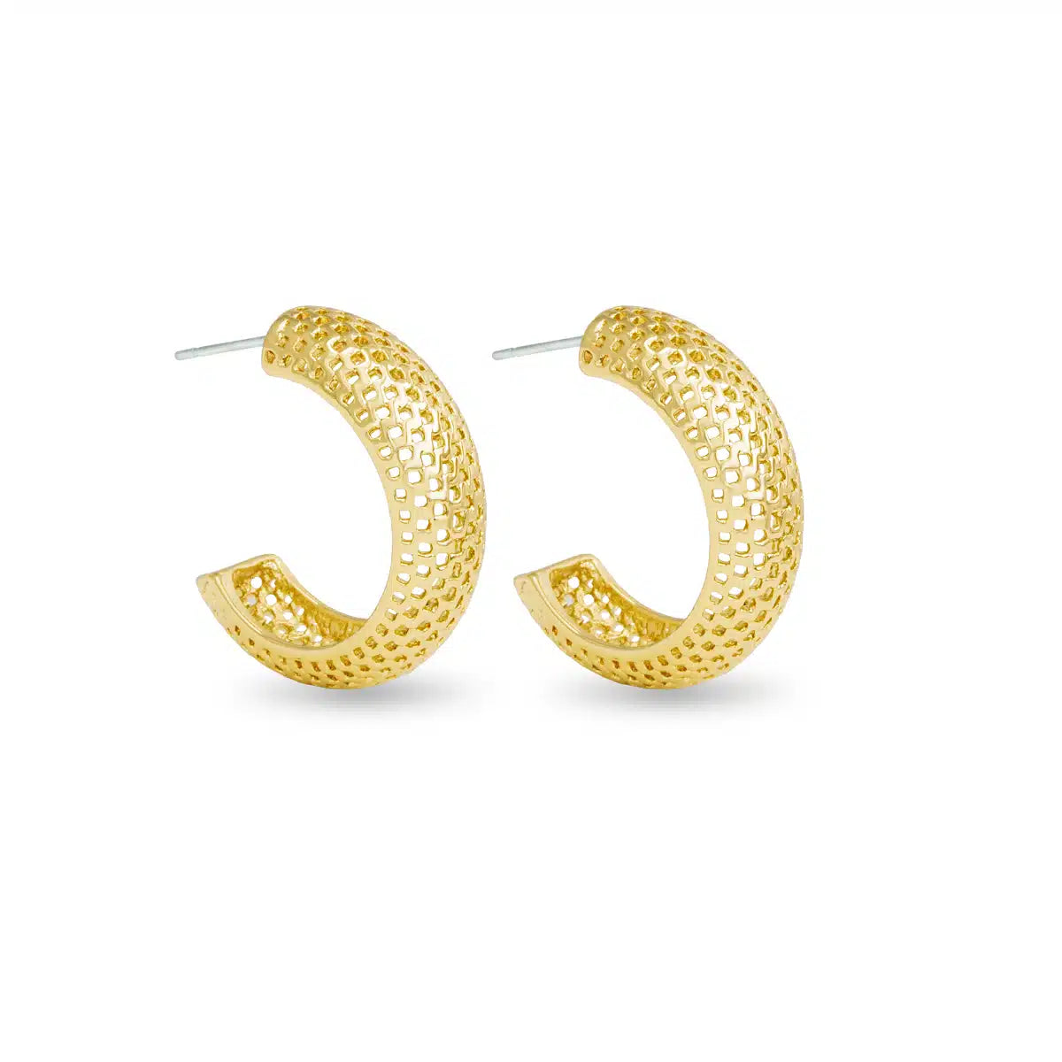 Madelyn Polished Mesh Hoop Gold by Amanda Blu & Co