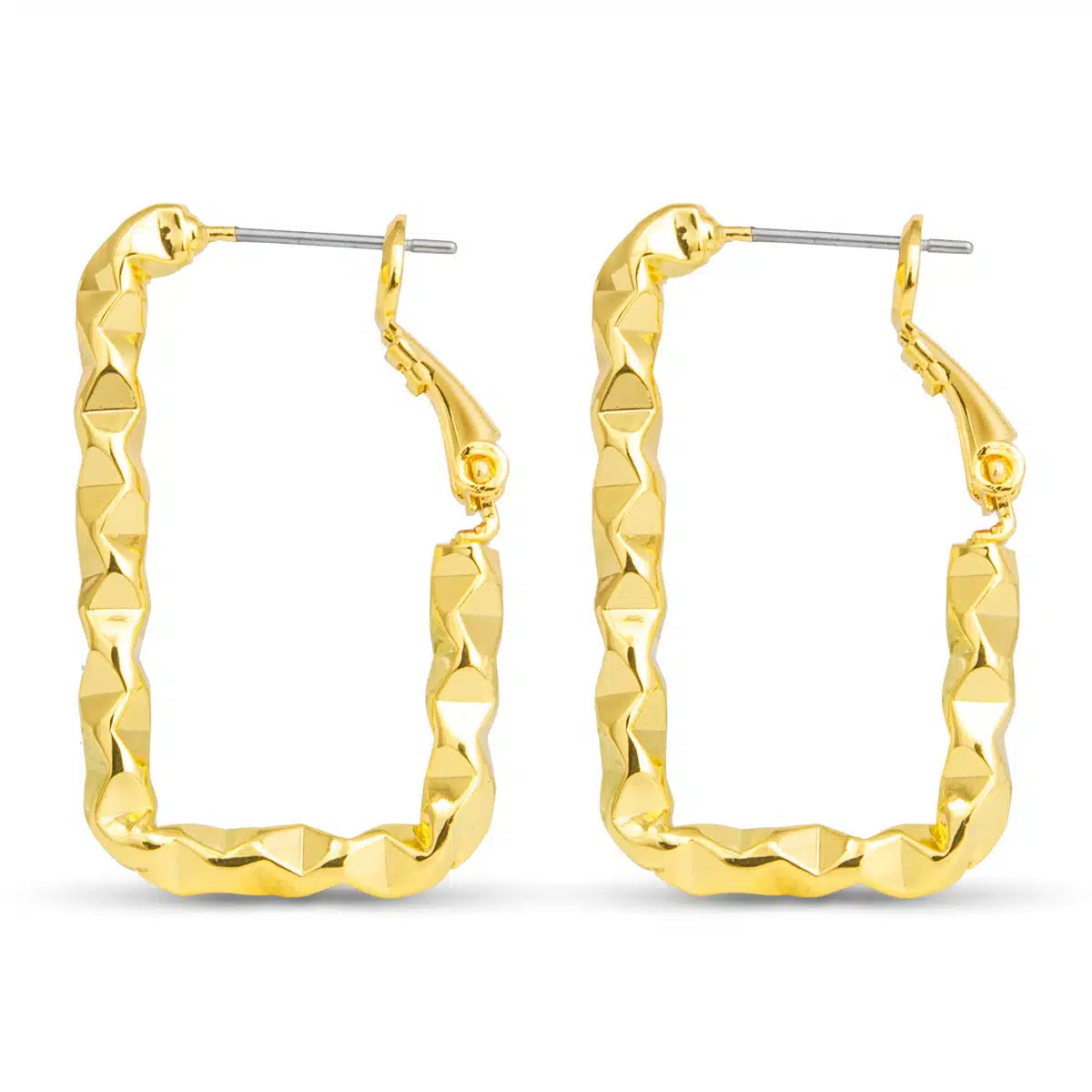 Gianna Polished Twisted Rectangle Hoop Gold by Amanda Blu & Co