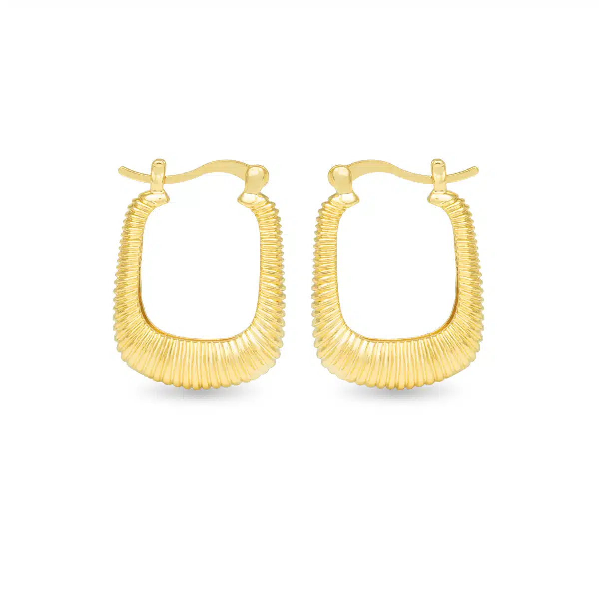 Angelina Polished Ribbed Square Hoop Gold by Amanda Blu & Co