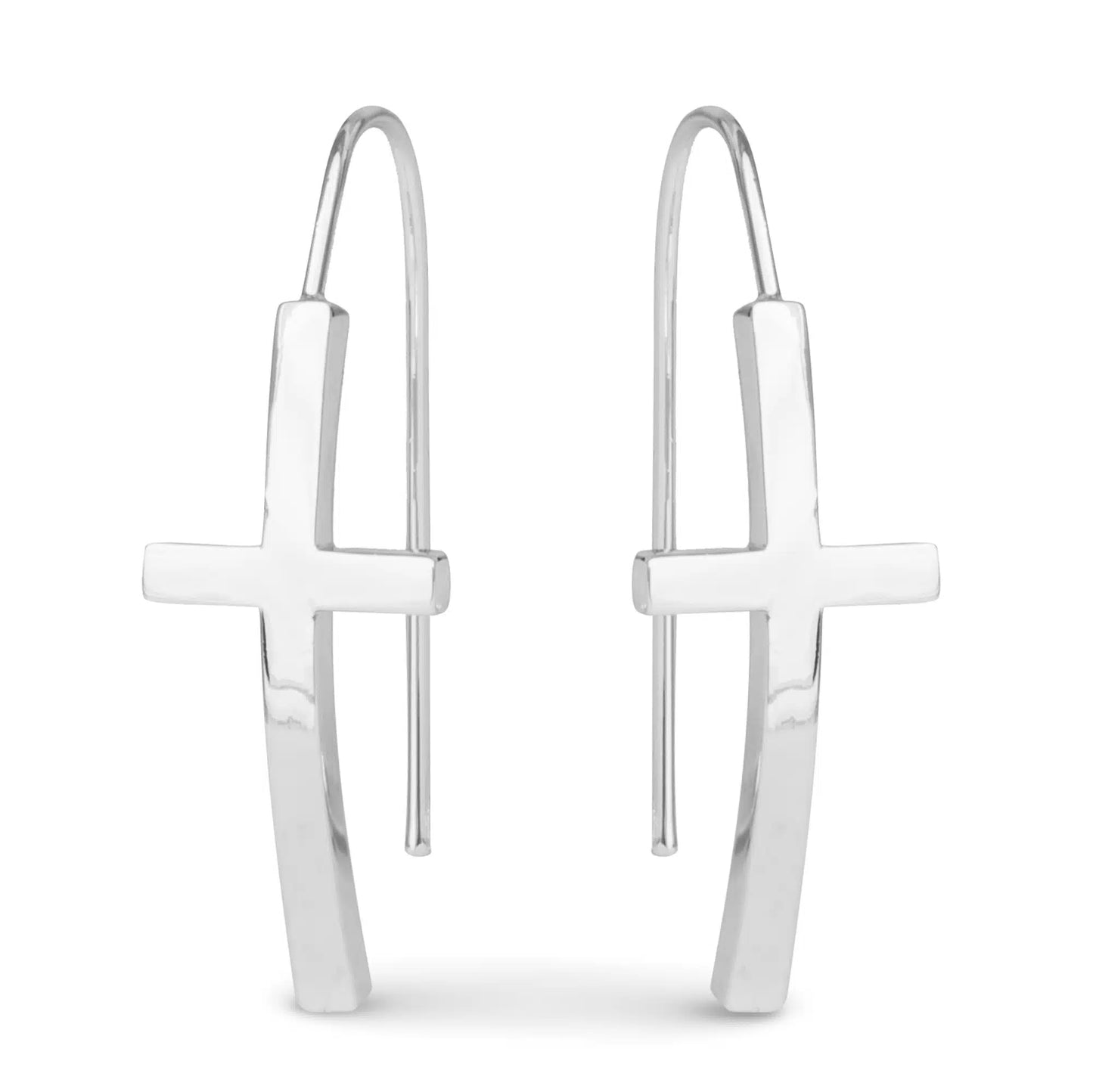 Silver Maria Polished Cross Drops by Amanda Blu & Co