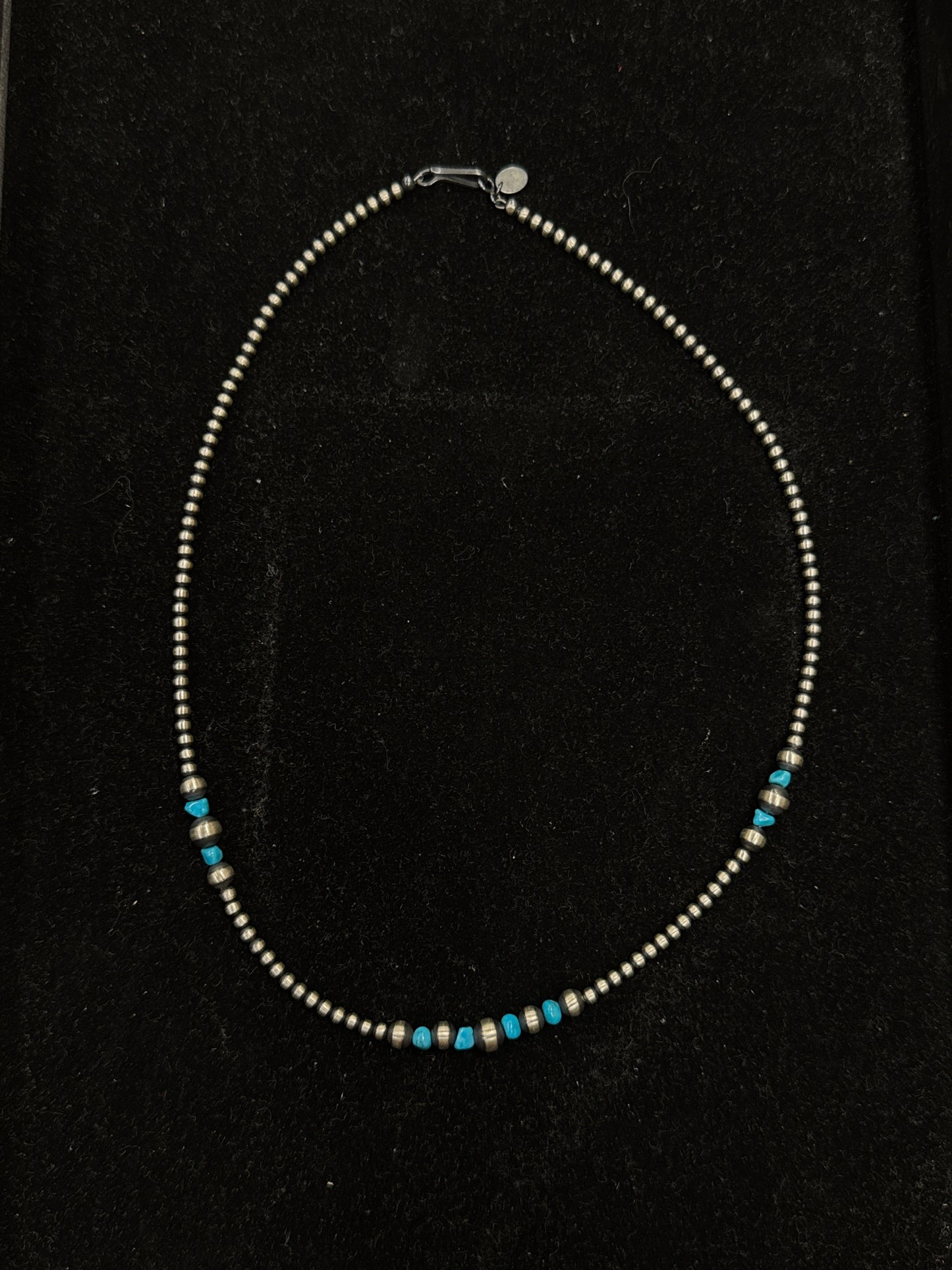 16" Navajo Pearls and Turquoise Dainty Necklace