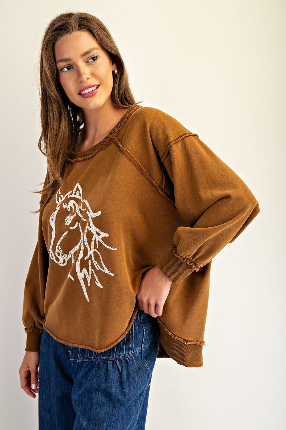 Horse Graphic Dropped Shoulder Sweatshirt by ee:some