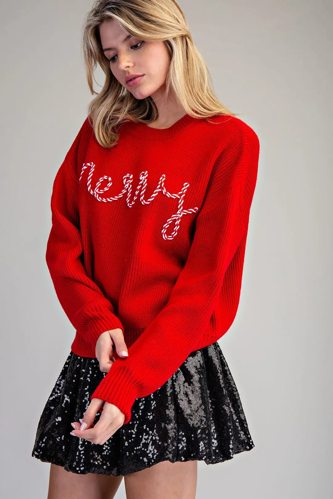 Candy Cane Merry Long Sleeve Sweater by ee:some