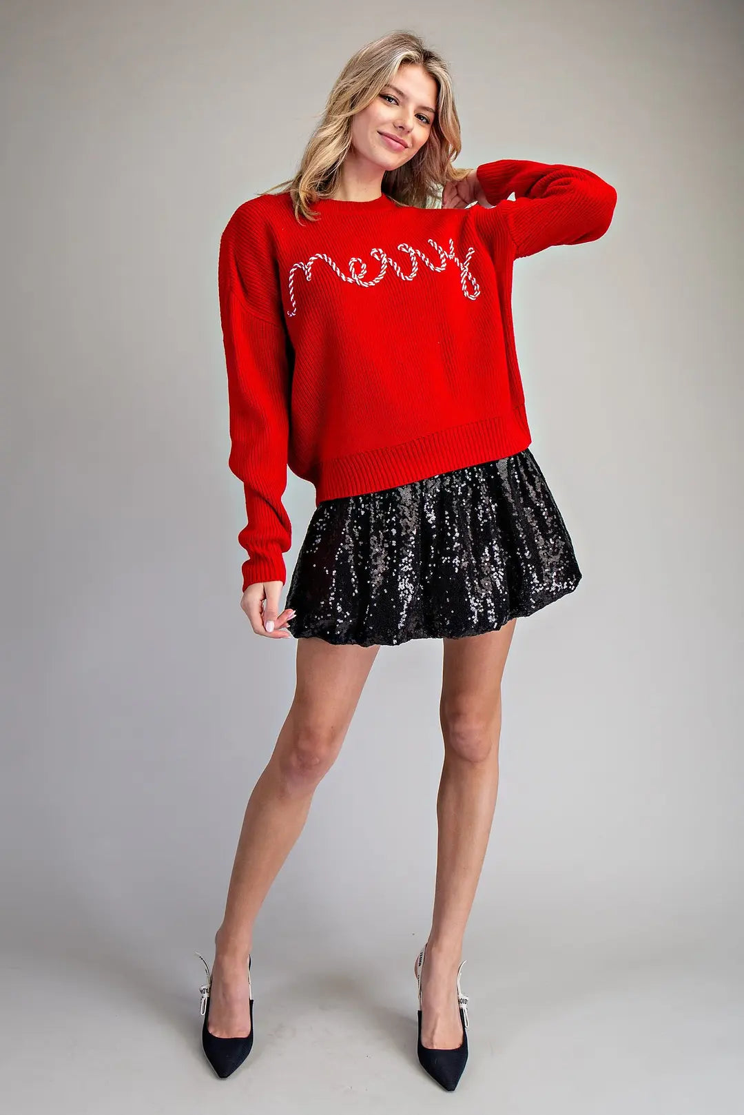 Candy Cane Merry Long Sleeve Sweater by ee:some