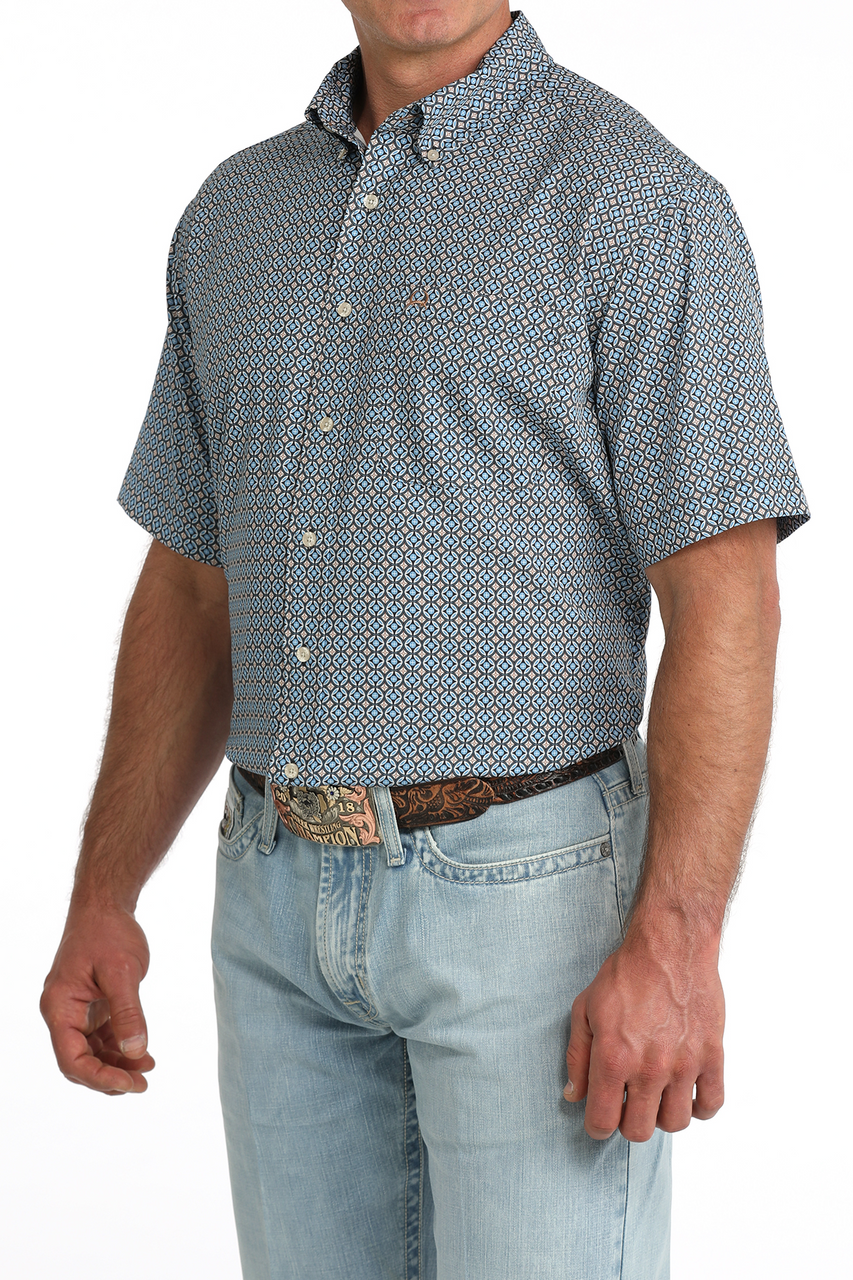 Mens Short Sleeve Blue Print ArenaFlex by Cinch