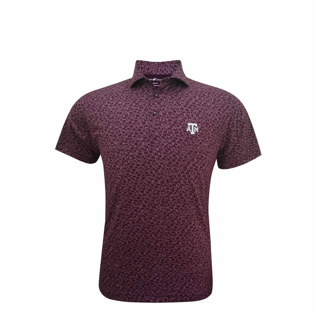 Texas A&M Maroon State Inspired Jigsaw Polo by Horn Legend