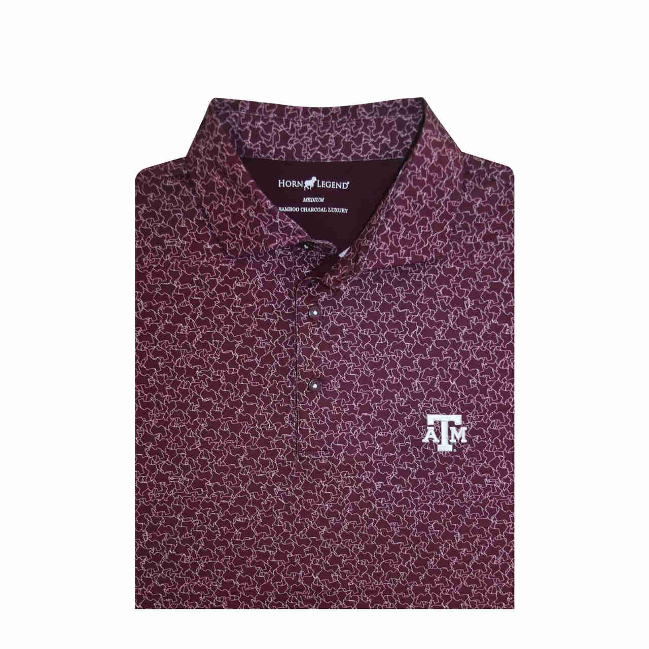 Texas A&M Maroon State Inspired Jigsaw Polo by Horn Legend