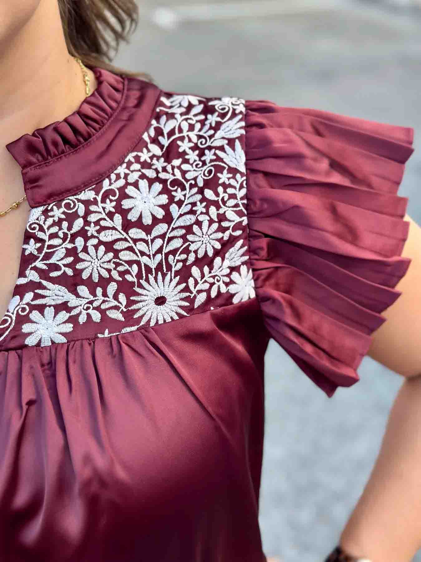 Aggie Embroidered Top by Washco Apparel