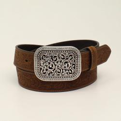 Ariat 1 1/2" Rhinestone Fillagree Medium Brown Belt by M&F Western