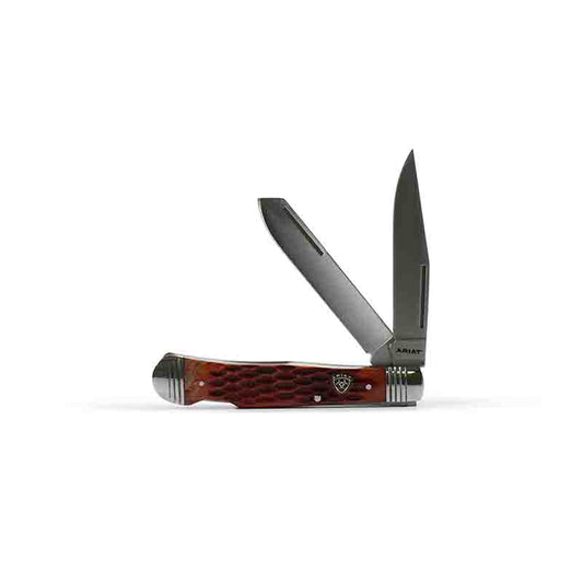 Ariat Large Muskrat 4 1/8" Brown Folding Knife